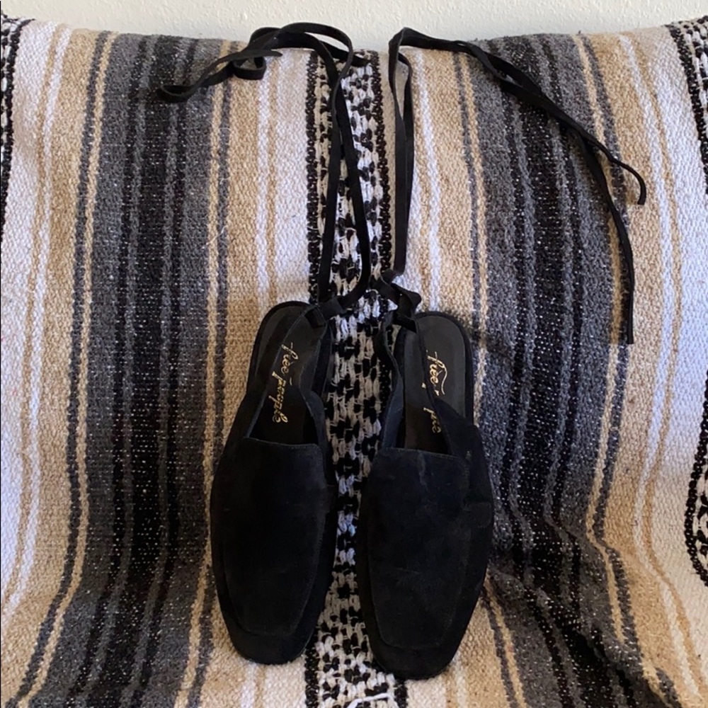 Free People black suede lace up shoe